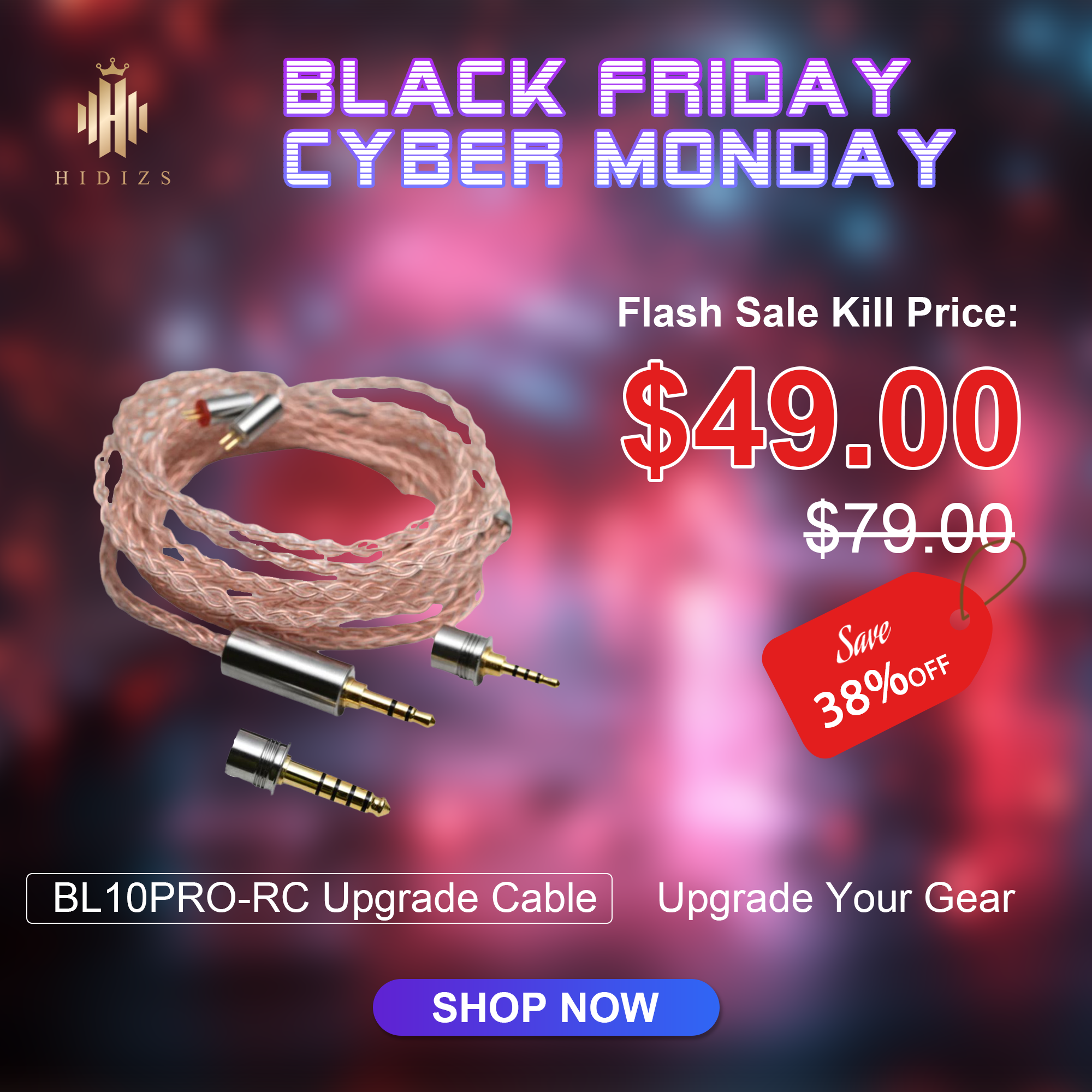 HIDIZS BL10PRO-RC 6N Monocrystalline Copper Earphone Upgrade Cable