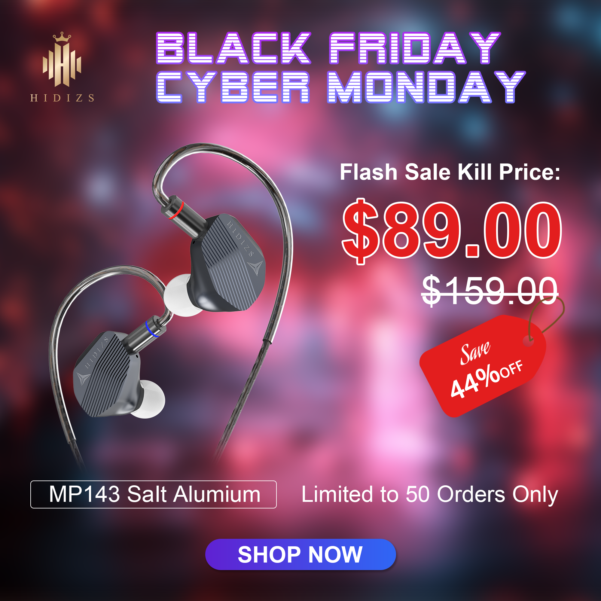 HIDIZS MP143 Salt 14.3mm Large Planar HiFi In-ear Monitors