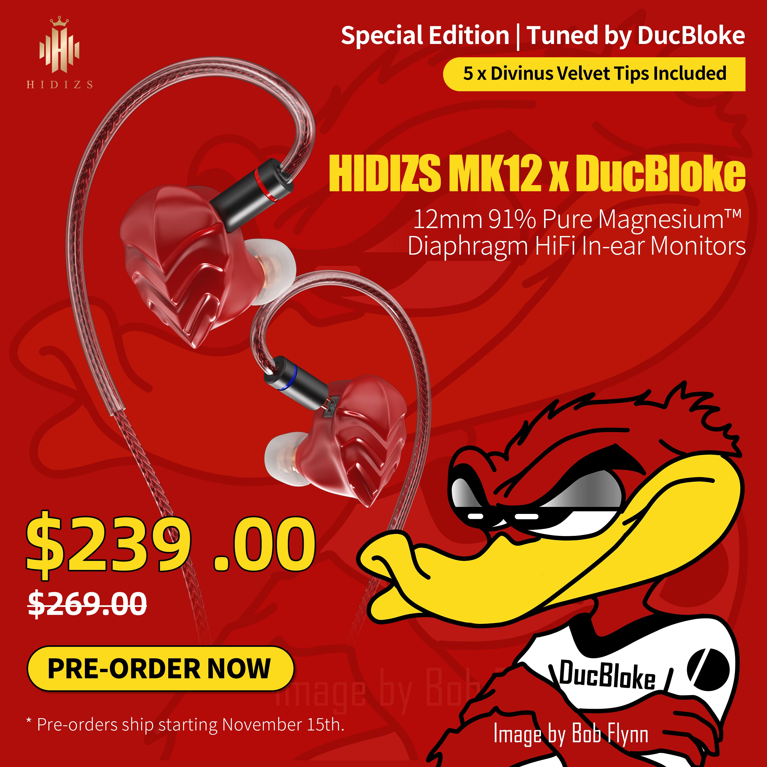 HIDIZS MK12 x DucBloke 12mm 91% Pure Magnesium™ Diaphragm HiFi In-ear Monitors