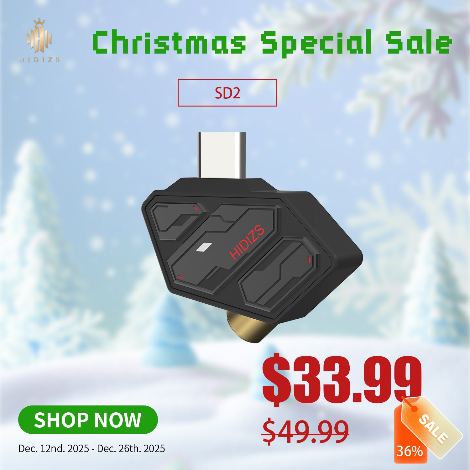 HIDIZS SD2 HiFi Dongle DAC Type-C to 3.5mm Adapter