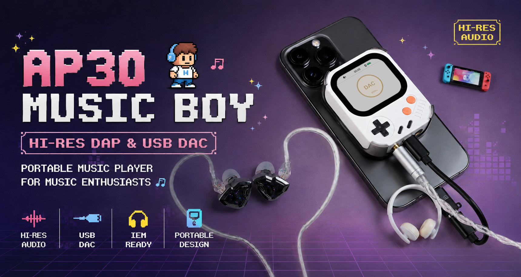 AP30 Music Boy Hi-Res DAP & USB DAC | Portable Music Player for IEMs