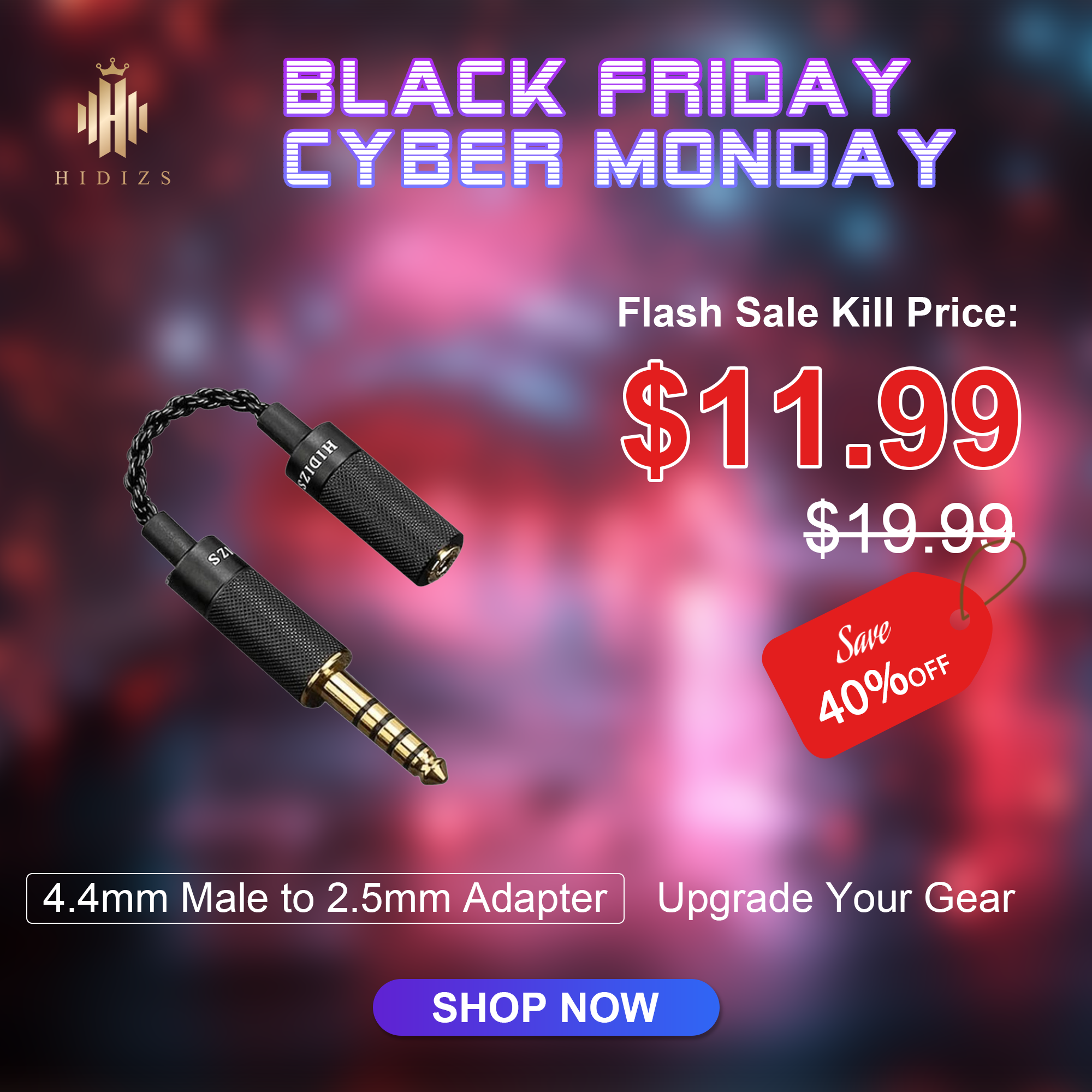 HIDIZS 4.4mm Male to 2.5mm Female Balanced Adapter