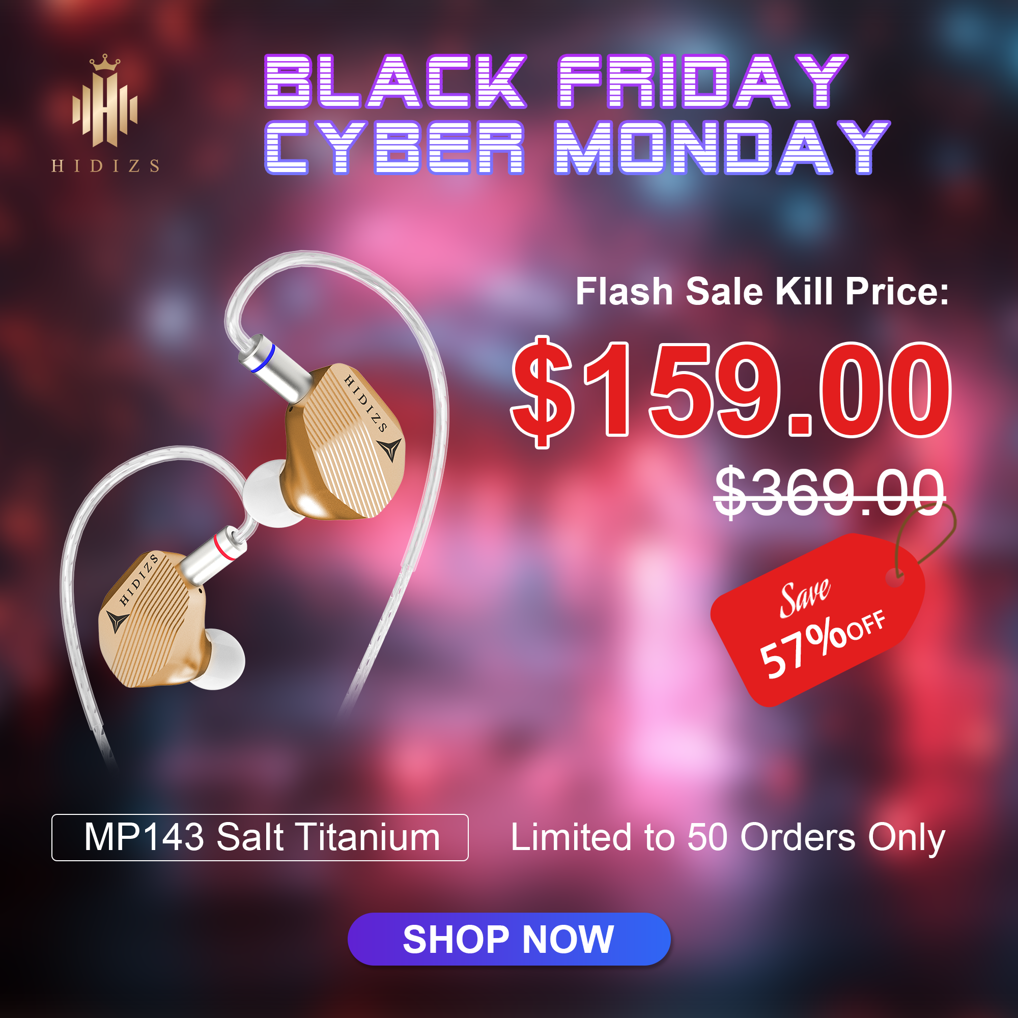 HIDIZS MP143 Salt 14.3mm Large Planar HiFi In-ear Monitors