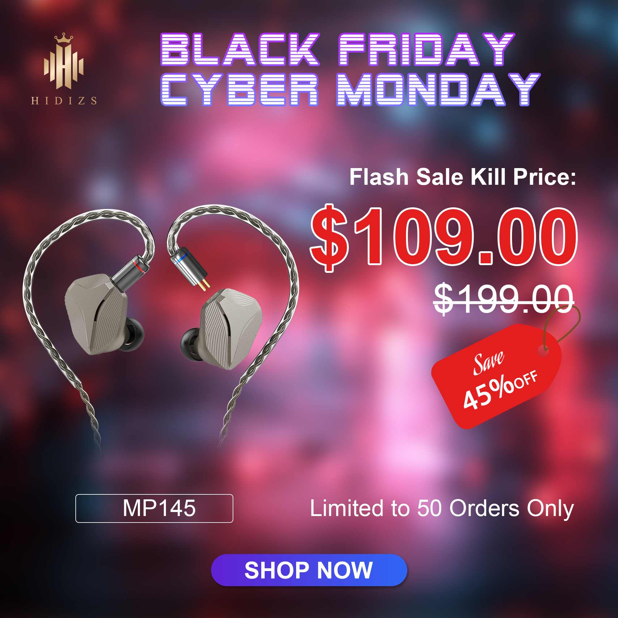 HIDIZS MP145 Planar Magnetic Driver In Ear Monitors for Audiophiles and Music Lovers