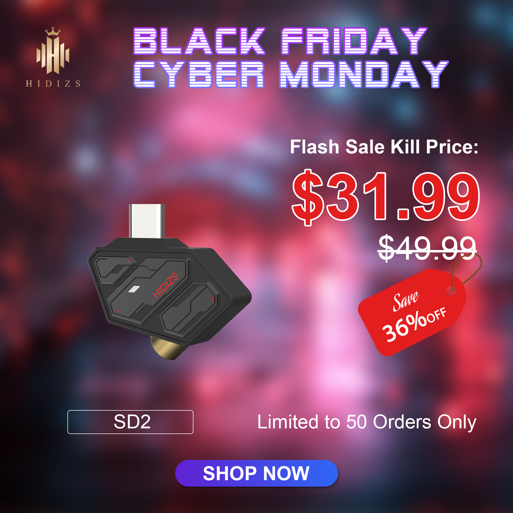 HIDIZS SD2 HiFi Dongle DAC Type-C to 3.5mm Adapter