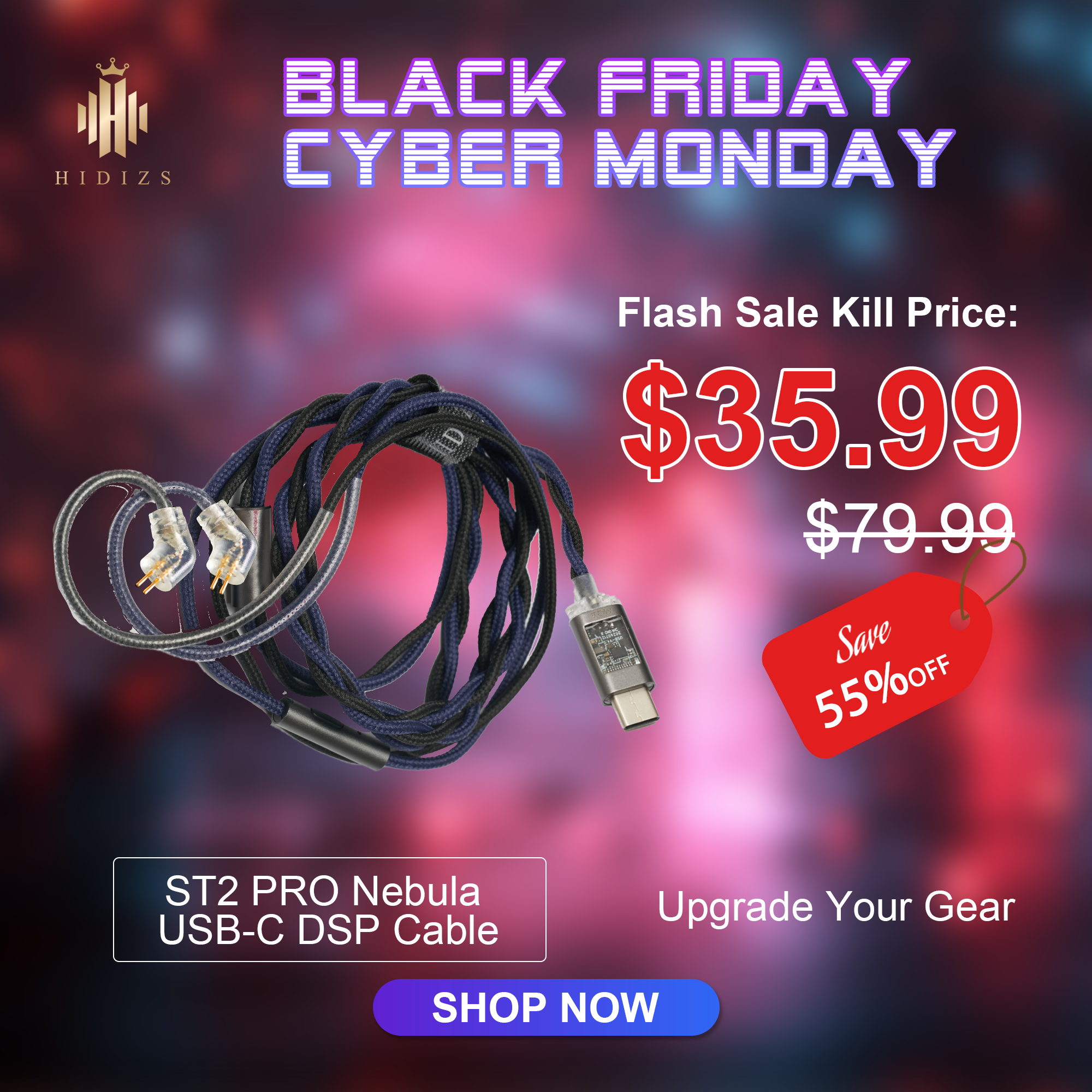 HIDIZS ST2 PRO Nebula 2-in-1 High-Performance DAC & USB-C HiFi Digital In-ear Earphones