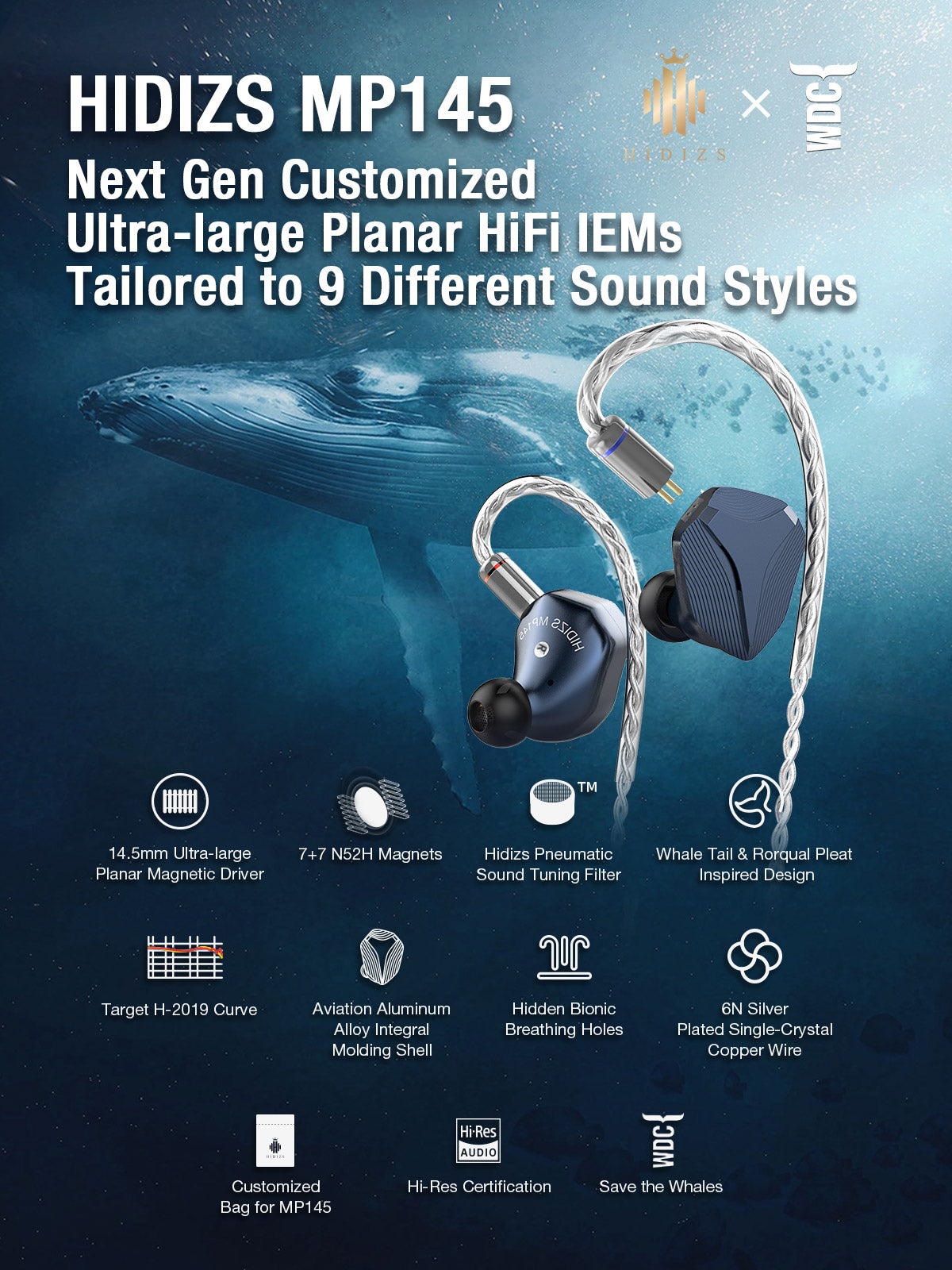 Hidizs MP145 Planar Magnetic IEMs – Limited Golden Titanium