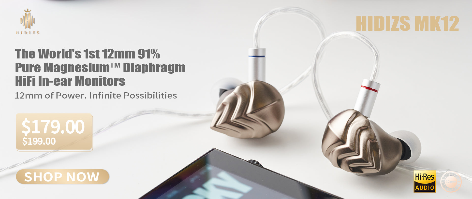 HIDIZS MK12 Turris 12mm 91% Pure Magnesium™ Diaphragm HiFi In-ear Moni