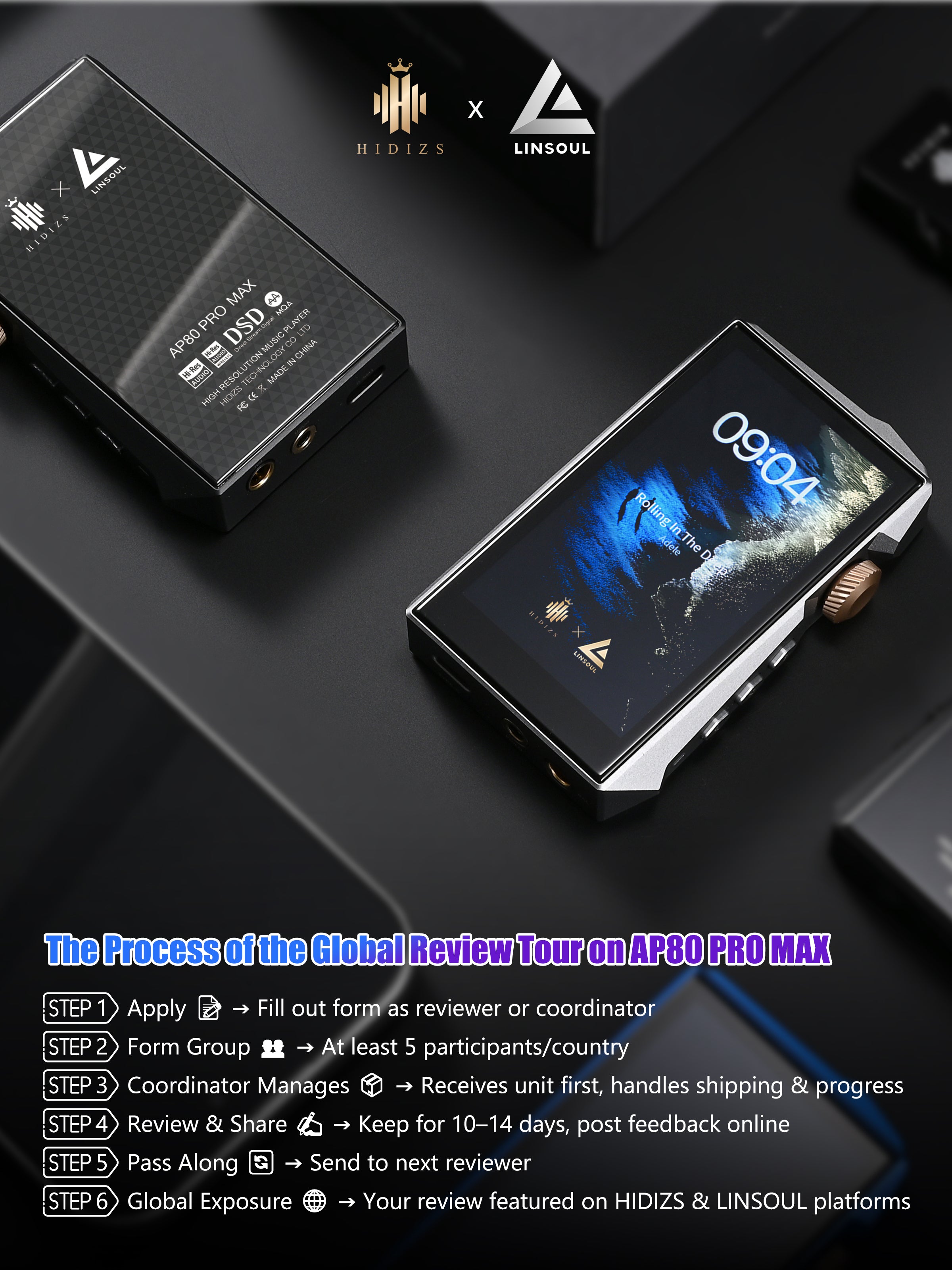 【室内試聴のみ】Hidizs x Linsoul AP80 PRO MAX HIDIZS x Linsoul AP80 PRO MAX | All-in-One Hi-Res Streaming Music