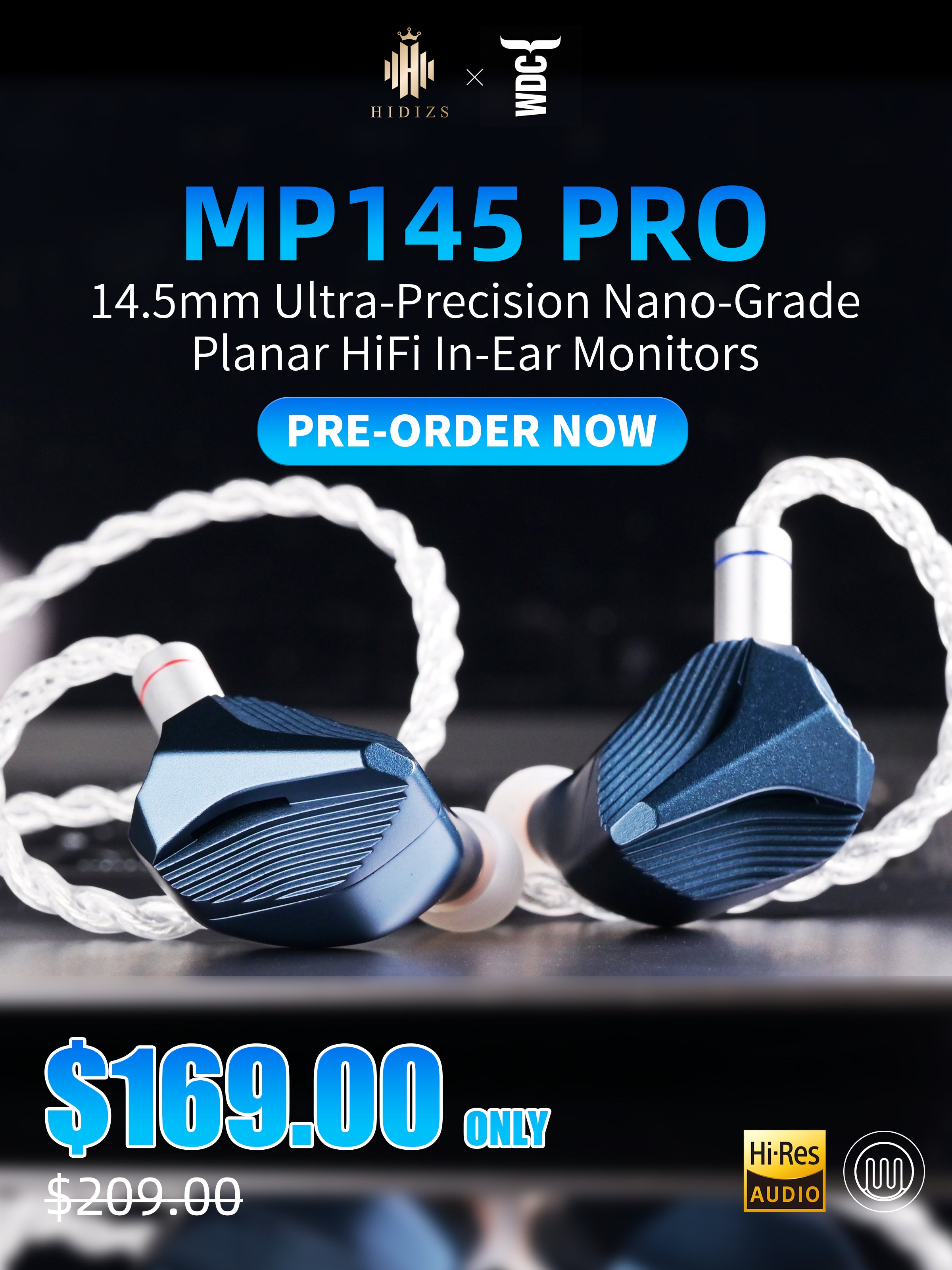 HIDIZS MP145 PRO 14.5mm Ultra-Precision Nano-Grade Planar HiFi IEMs