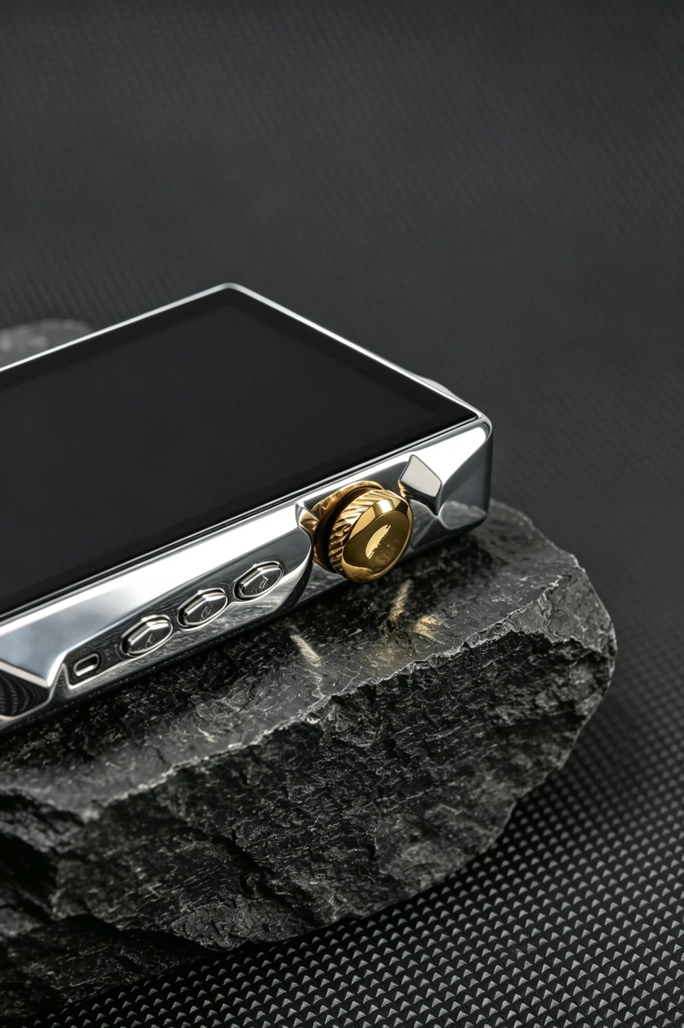24K gold-colored knob close-up